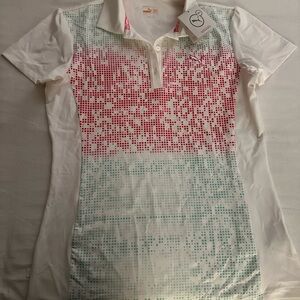 Puma Red and White Pixel Pattern Button Down Shirt